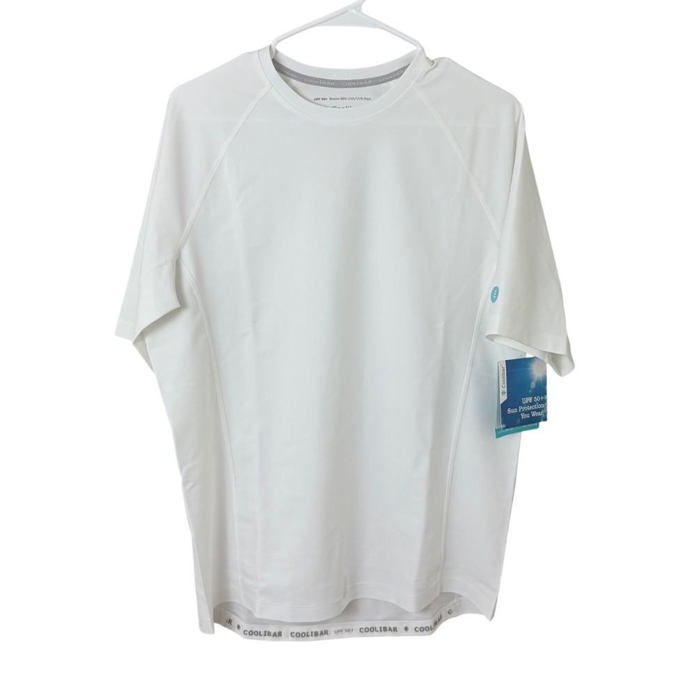 NWT Coolibar Hightide Swim Shirt Mens M White UPF 50+ Short Sleeve Rash Guard